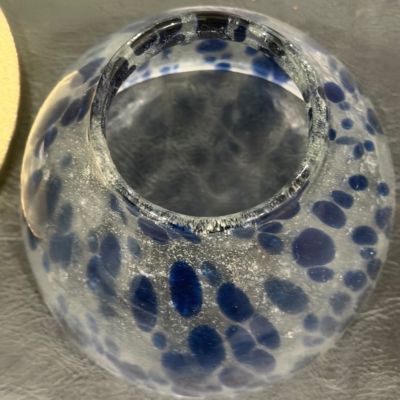 Anthropologie Glass Candle Cloche Blue Confetti Golden-Tone Base - Picture 2 of 4